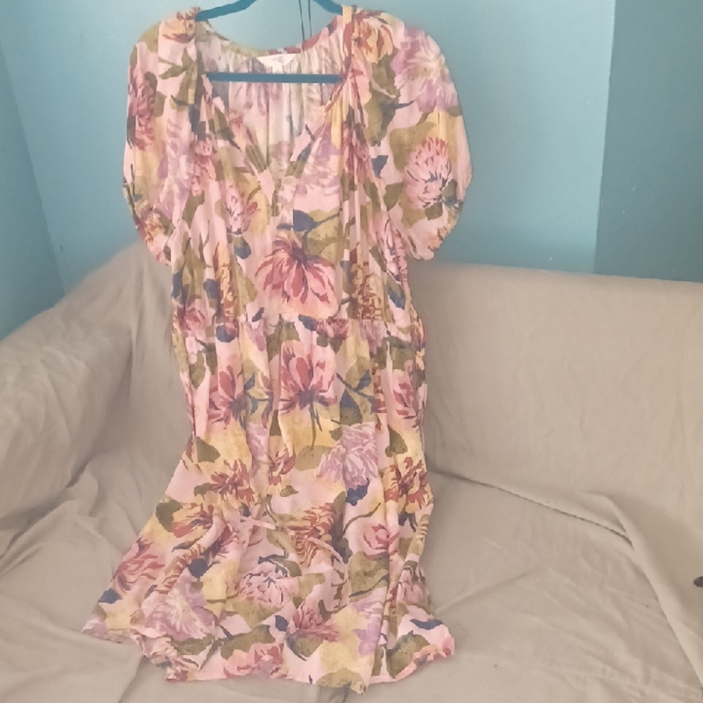 Terra & Sky Floral Midi Dress - Pink and Yellow